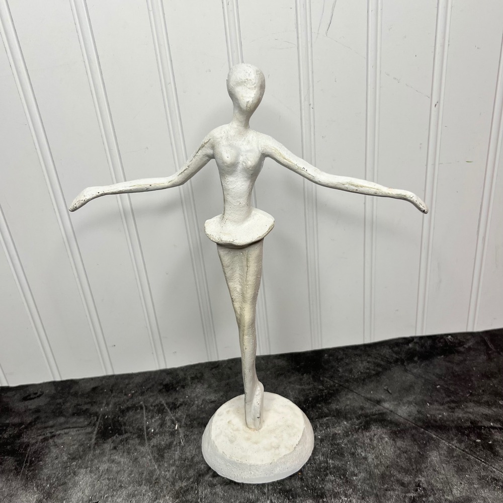 White Cast Metal Abstract Ballerina Figurine | Jewelry Balletcore Shabby Chic